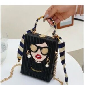 Black and Gold Mini Bag with Chain Strap